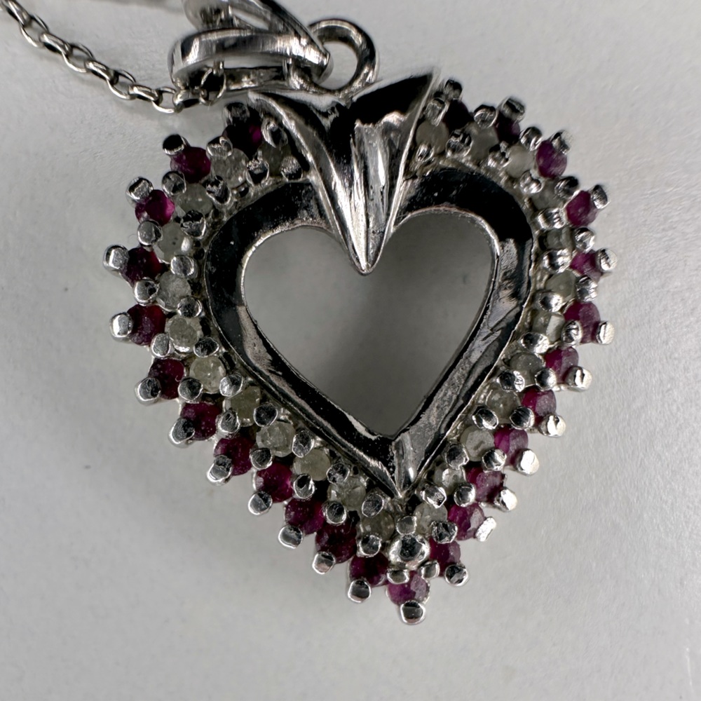 Ruby And Diamond Silver Necklace. - image 1